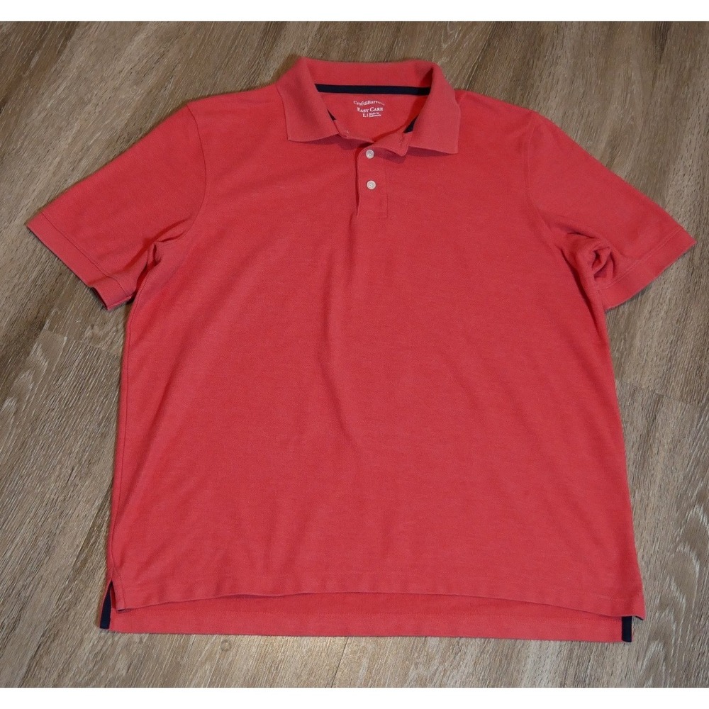 Croft & Barrow Easy Care Mens Large Coral Pink Salmon Short Sleeve Polo‎ Shirt